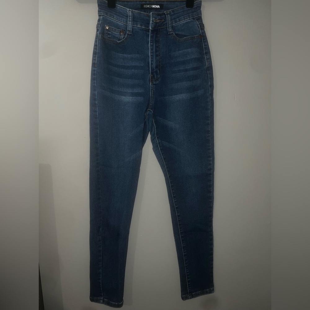 Fashion Nova Dark Blue High Rise Jeans